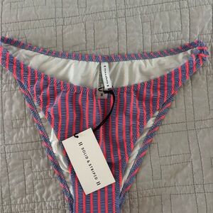 SOLID & STRIPED Neon Pink and Blue Striped Bikini Bottom